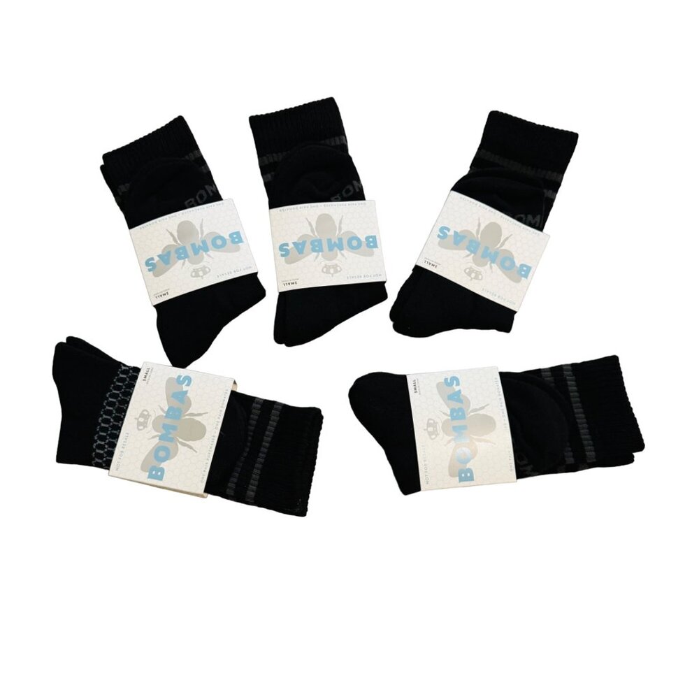 Bombas Crew socks‎ size small black honeycomb arch support stay up antimicrobial